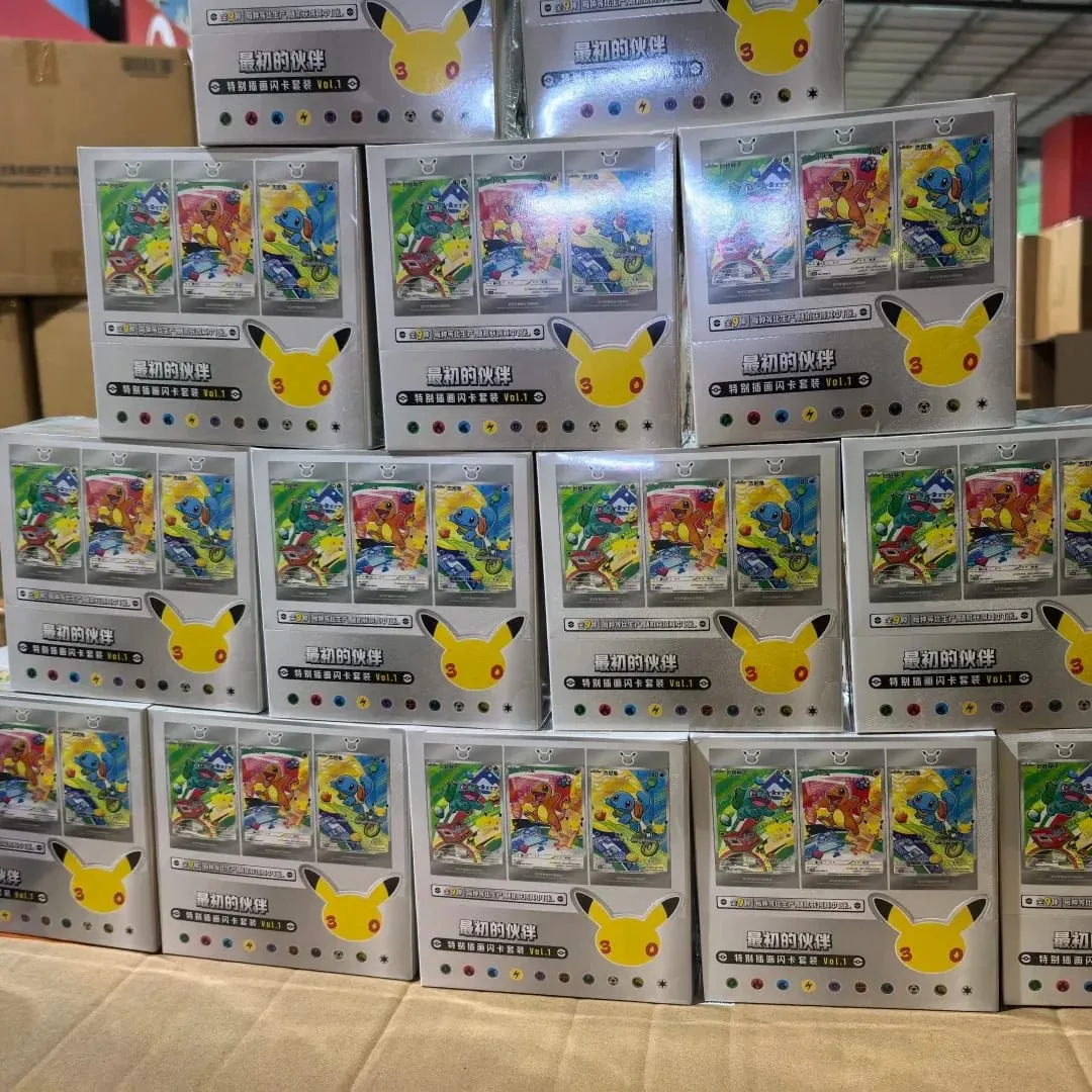 Hot 100% Official Pokemon 30th Anniversary Box Set Simplified Chinese PTCG Gem Pack Original Partners Special Illustration Cards