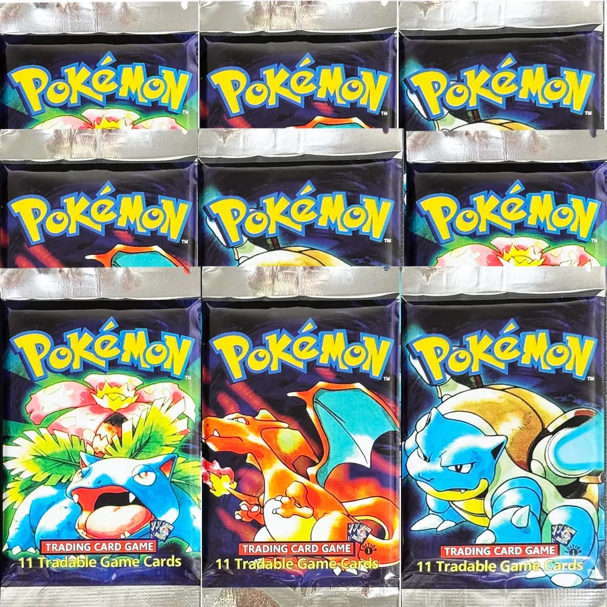 1ère édition ensemble de Base 1999 Booster Pack TCG ensemble de Base cartes de jeu illimitées Pokemon Charizard Blastoise Venusaur PTCG à collectionner