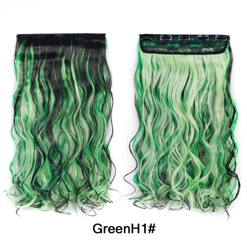 Water Wavy Clip in Hair Extension Synthetic Hair Highlight Silky Soft Natural Look with Invisible Lace Weft Hairpieces for Women