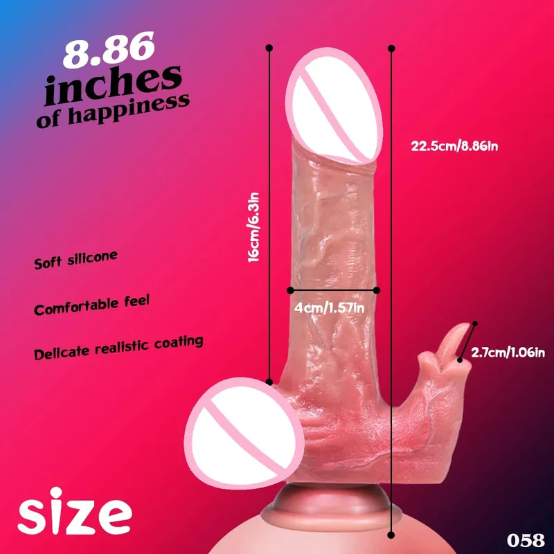 Dildo 7 Thrusts and 10 Vibration and Licking Modes Adult Sex Toy 22cm Realistic Vibrating Dildo with Strong Suction Cup For 18+