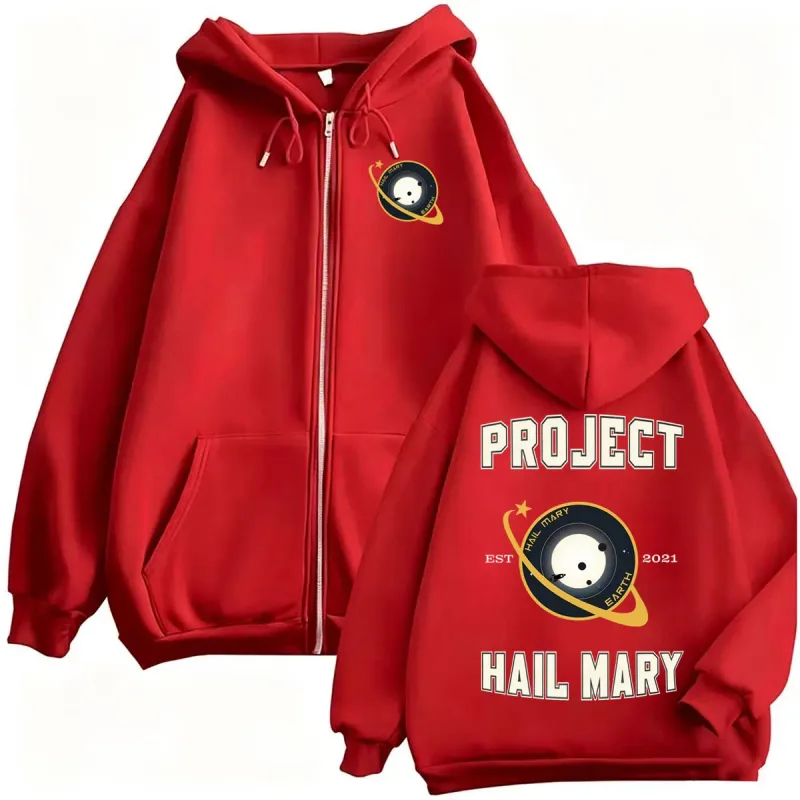 Project Hail Mary Ryland Grace Zipper Hoodies Men Women Fashion Classic Retro Sweatshirt Jacket Bodywarmer Fleece Zip Up Hooded