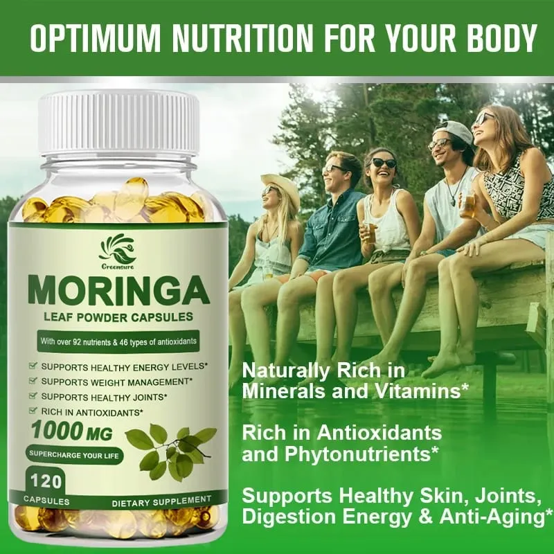 Greensure Moringa Oil Προωθεί τον μεταβολισμό Υποστήριξη απώλειας βάρους Επισκευάζει κατεστραμμένα κύτταρα Ανακουφίζει τη φλεγμονή Καρδιαγγειακή υγεία