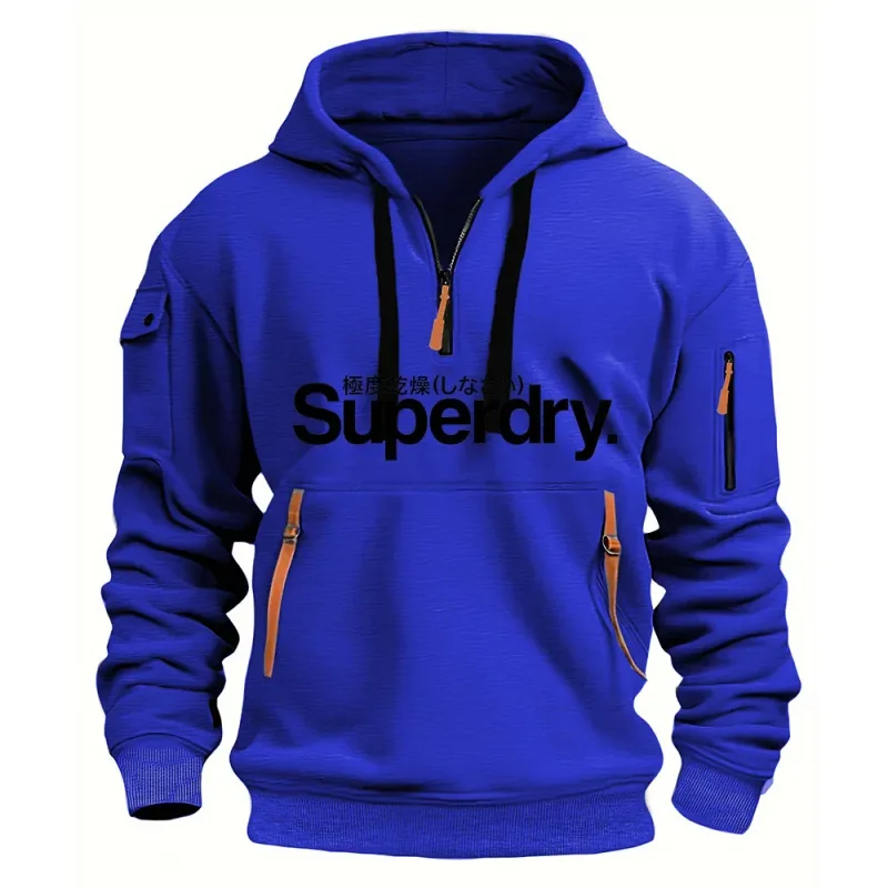 New men's hooded sweatshirt for autumn and winter 2025 fashionable outdoor jogging and fitness loose men's pullover sweatshirt