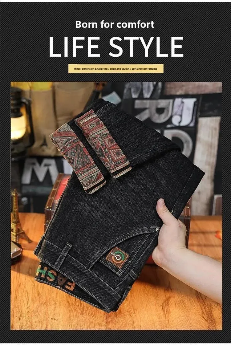 Autumn New Fashion 2026 Men's Jeans Small Straight Elastic Loose Simple Korean Trend Pants Low Rise Jeans Man Pants