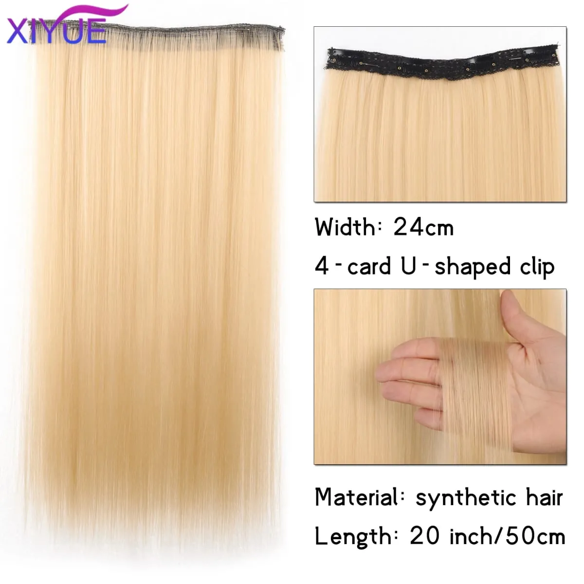 20 Zoll lange synthetische gerade Clip-in-Haarverlängerungen für Frauen – lebendige Farben, synthetische Fasern, einfach zu verwenden