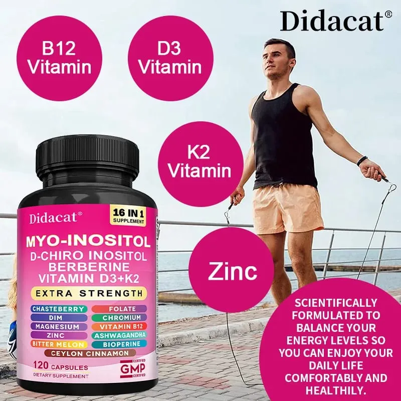 Myo Inositol Complex Capsules D-Chiro-Inositol & Vitamin D3 K2 Natural Daily Wellness Mood Relaxation & Body Vitality Support