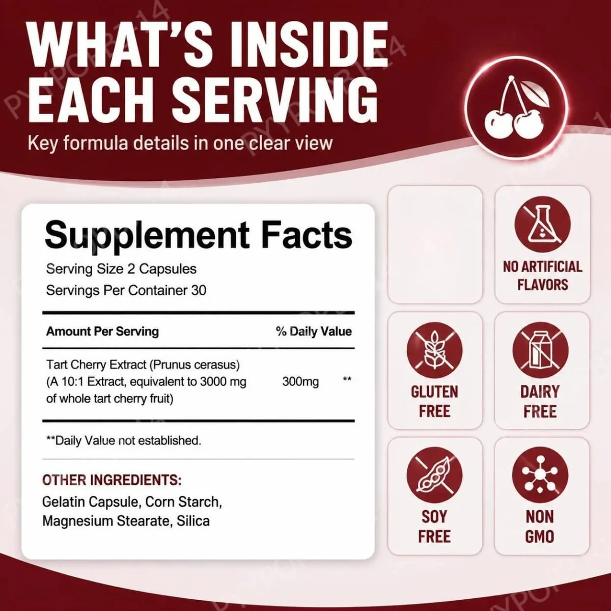 Docteat Tart Cherry Extract Capsules Supports Balanced Uric Acid Levels and Post-Exercise Recovery Comfort 10:1 60 Capsules