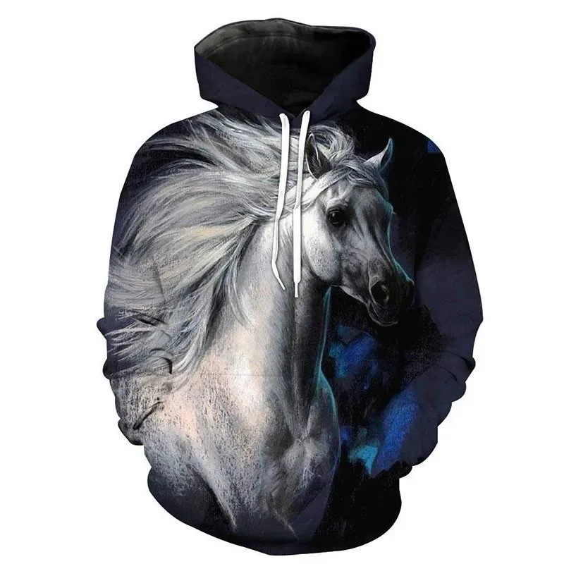 New Style Autumn 3D Printed Men's Hoodie Animal Horse Pullover Loose Sportswear Casual Men's Fashion Pullover Hooded