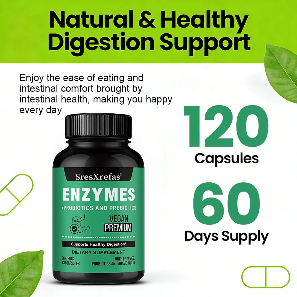 Probiotic Prebiotics & Digestive Enzymes Capsules Colon Cleanse & Detox Supports Gut Health Digestion & Balance Gut Bacteria