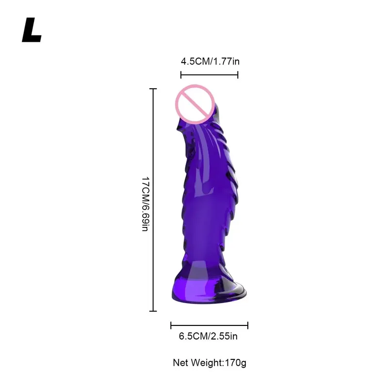 Crystal Clear Spiral Glass Dildo with Strong Suction Cup Base Transparent Realistic Anal Vaginal Sex Toy for Women Men Couples
