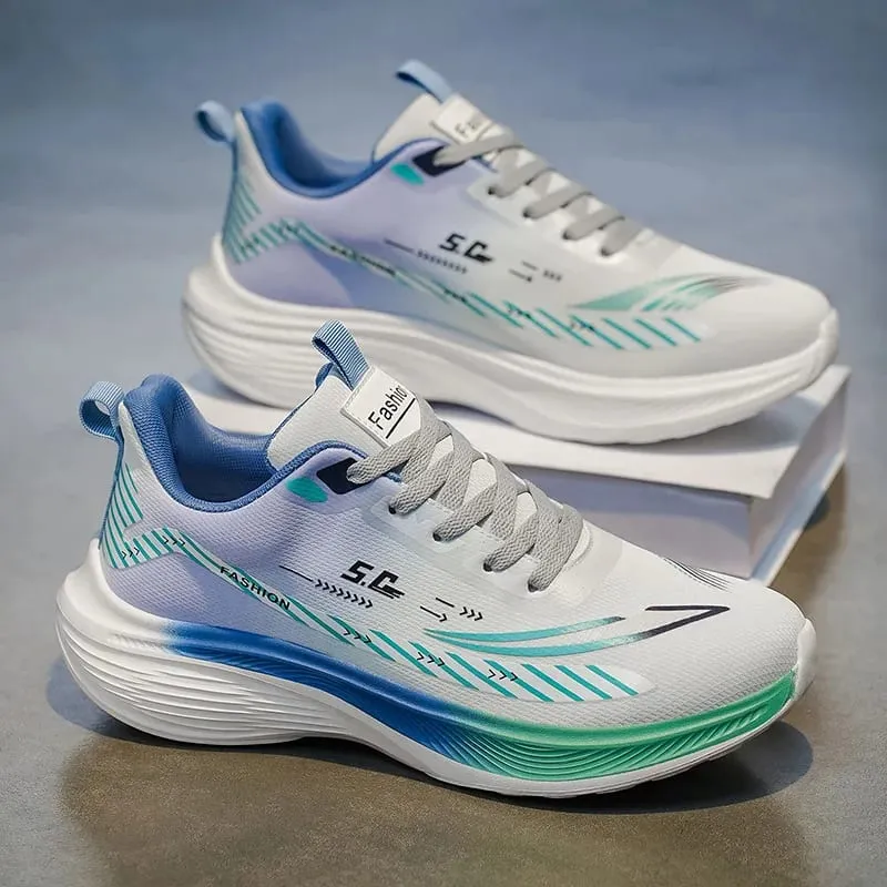 Men Running Shoes Lightweight Breathable Mesh Sneakers Thick Sole Cushioning Casual Walking Shoes Size 39-44