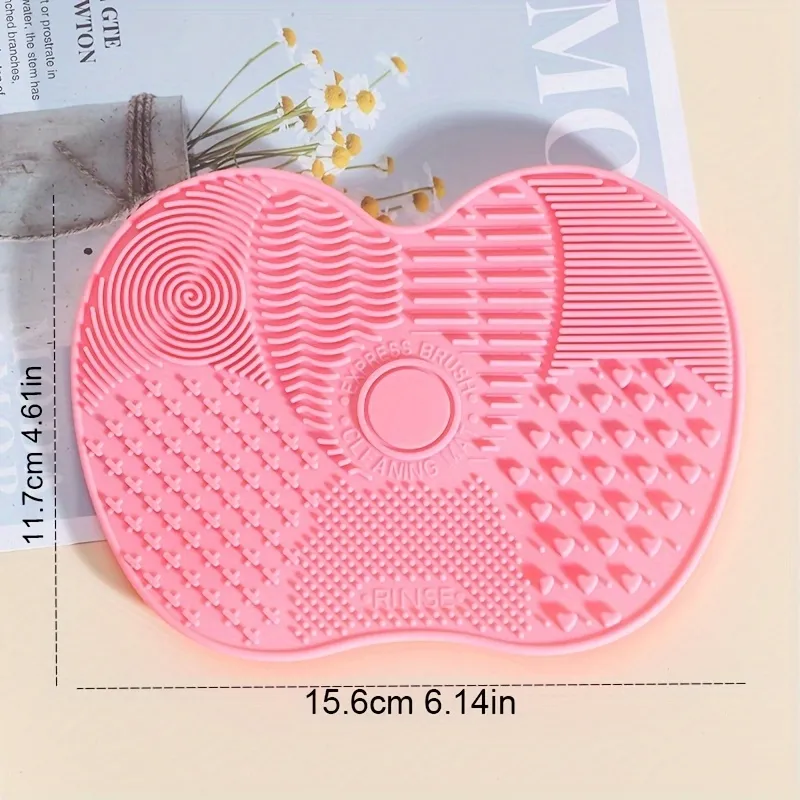Apple Shaped Pink Cleaning Brush: A Small Suction Cup Cleaning Tool Designed Specifically For Cleaning Makeup Brushes