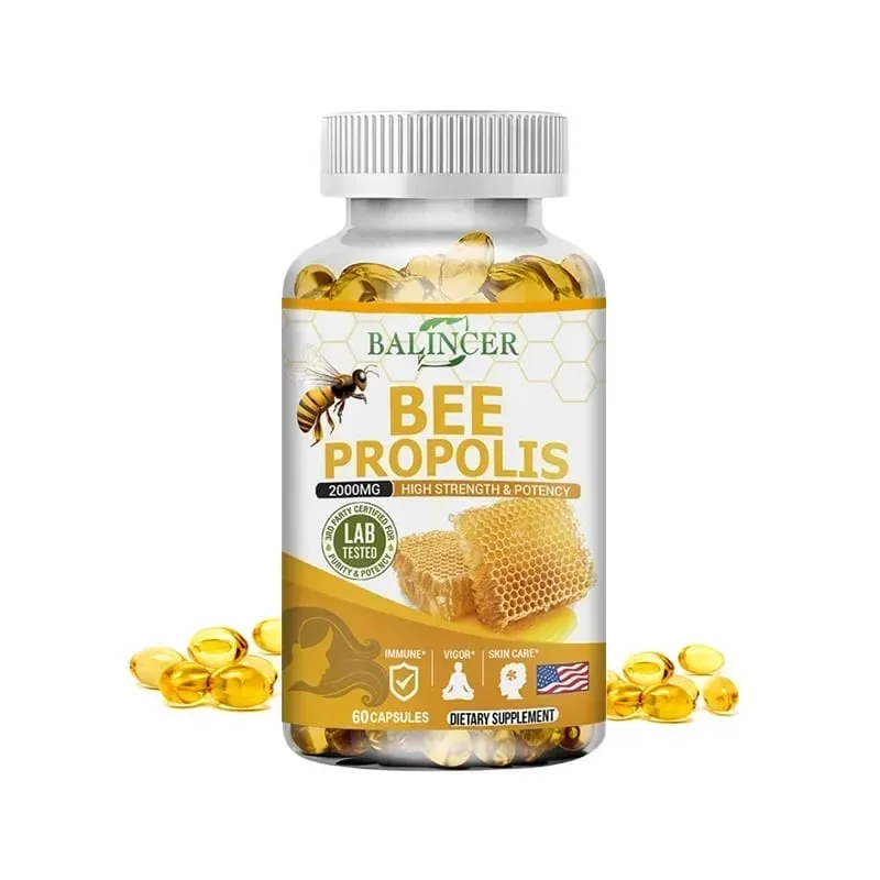 Natural Bee Propolis Capsules - Relieves Joint Pain and Stiffness Promotes Bone Health for Immunity and Anti-oxidation