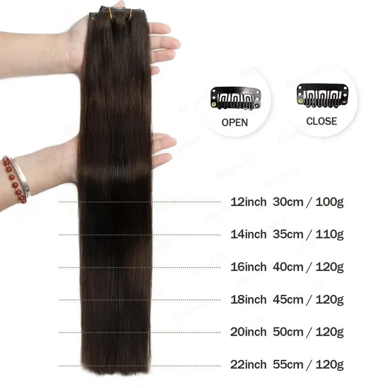 Invisible Thick PU Clip in Hair Extensions Real Human Hair Straight Remy Hair Clip in Hair Extensions 7pcs for Women Daily Use