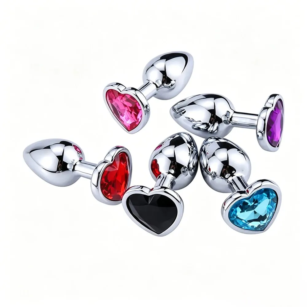 S/M/L Anal Plug Heart Shape Crystal Metal Anal Beads Butt Plug Prostate Massager Adult Gay Products Sex Toy Shop for Female Male