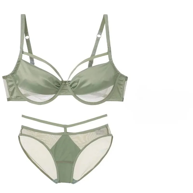 Set Pakaian Dalam Pelangsingan Cawan Nipis Baharu Wanita Lembut Underwire Tekan Ke Atas Kesan Meminimumkan Mengumpul Bonjolan Sebelah Anti Kendur Lembut — image 5