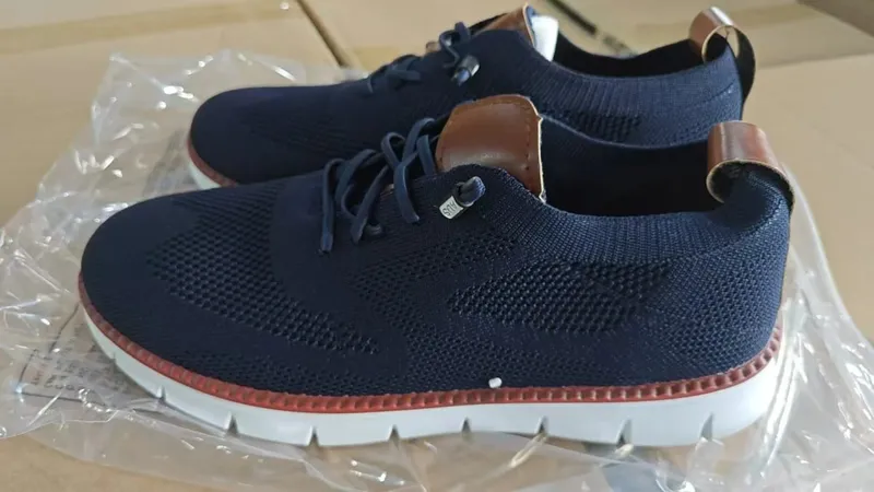Men Knit Mesh Casual Sneakers Lightweight Lace Up Walking Shoes Flexible Non Slip Soft Breathable Big Size Male Outdoor Footwear