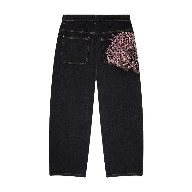 Y2K Baggy Jeans men vintage Embroidered high quality denim fabric American style jeans Gothic streetwear Hip Hop wide leg pants