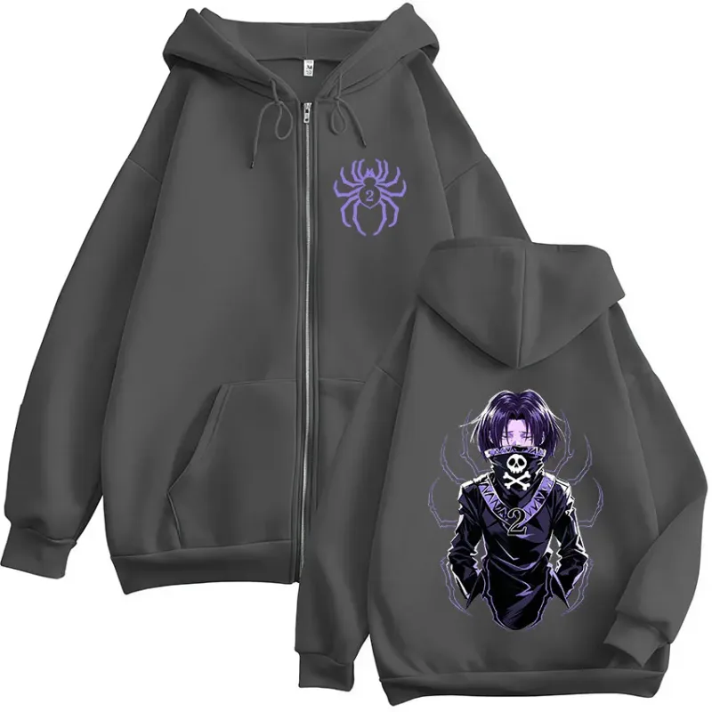 Anime Hunter X Hunter Feitan Portor Zipper Hoodies Men Women Clothing Oversized Fleece Zip Up Hooded Sweatshirts Coat Streetwear