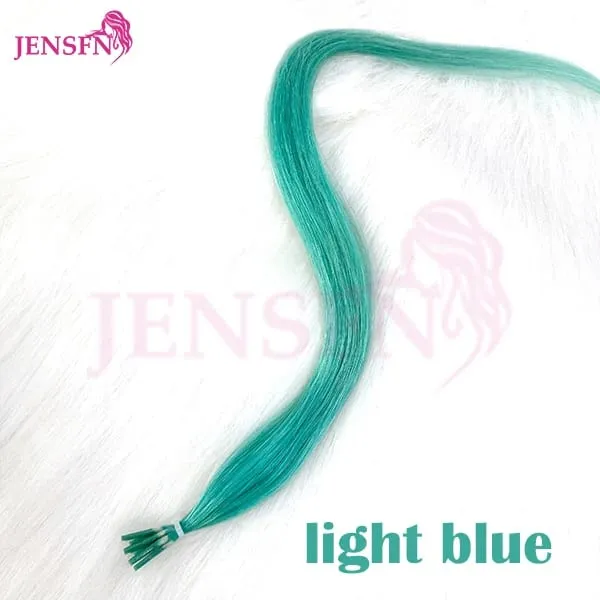I Tip Color Hair Extensions 0.5g/Strand Remy Fusion 100% Human Hair Keratin Capsule Purple Blue Pink For Women