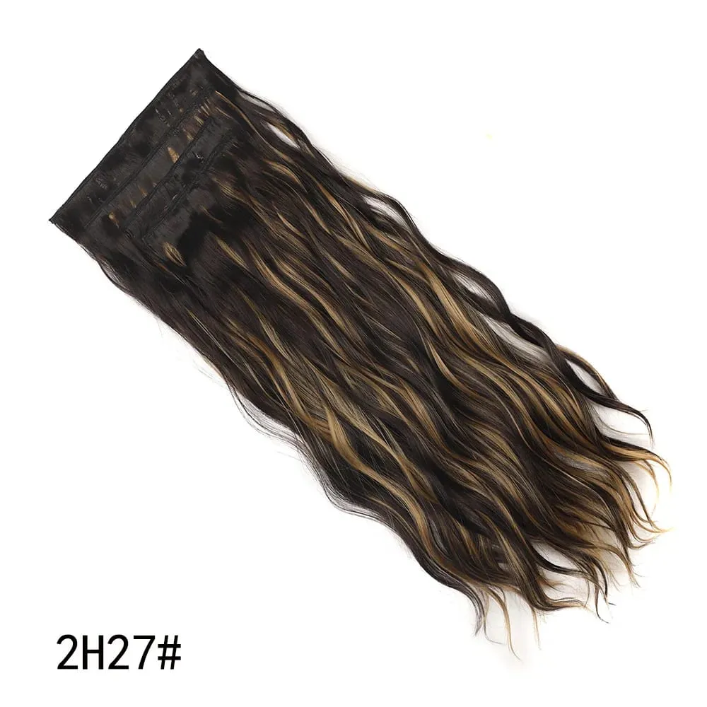 4 Pcs 22 Inch Clip in Hair Extensions Long Synthetic Wavy Curly Hairpieces Layered Soft Invisible Clip Ins Extensions for Women
