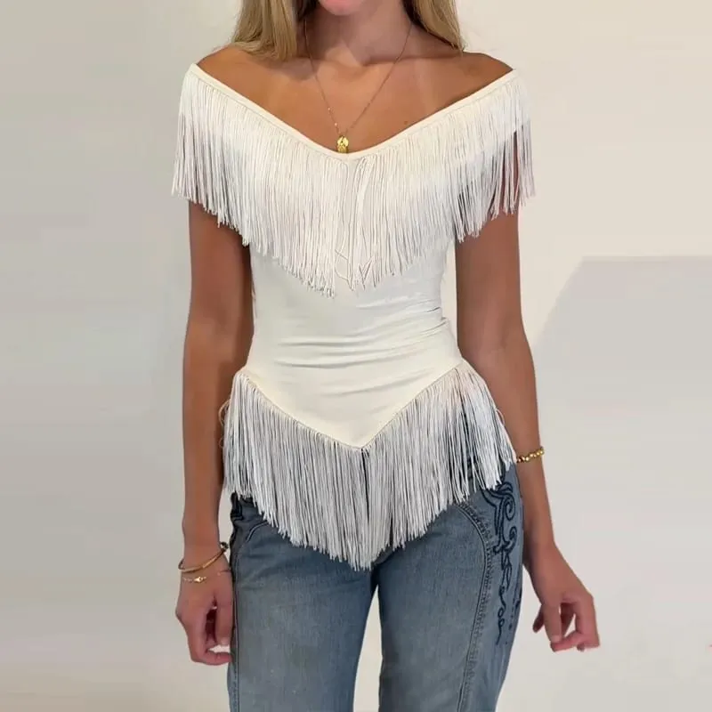 Elegant V-neck Irregular Hem Party Dress Women's Fashion Tassel Patchwork Slim Fit Gowns Casual Sleeveless Solid Evening Dresses — image 2