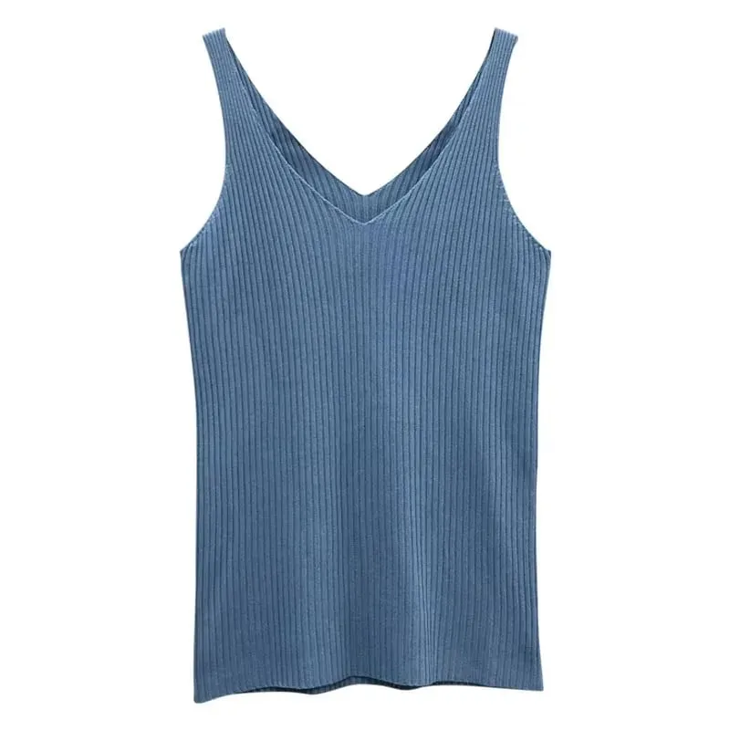 Women Summer Tanks Camis Vest Fashion Casual Sleeveless Ladies Street V-Neck Solid Color Tanks Tops Tees Hotsweet
