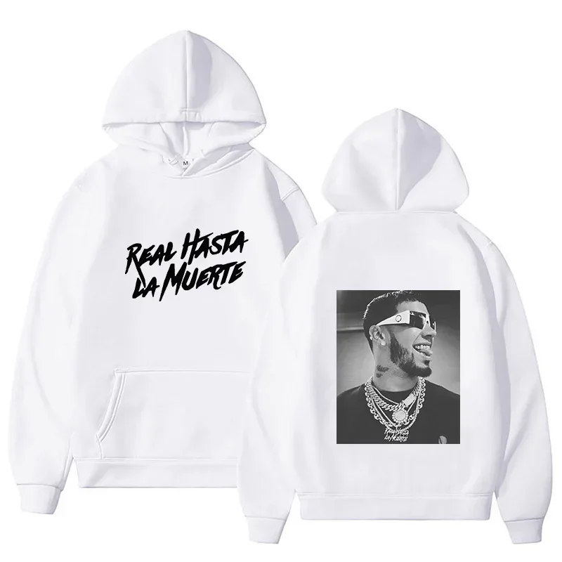 Anuel AA Gedruckt Hoodies Sweatshirt Mantel Real Hasta La Muerte lässige Trainingsanzug Kostüm Männer Frauen Kleidung Anime Pullover Hoodie