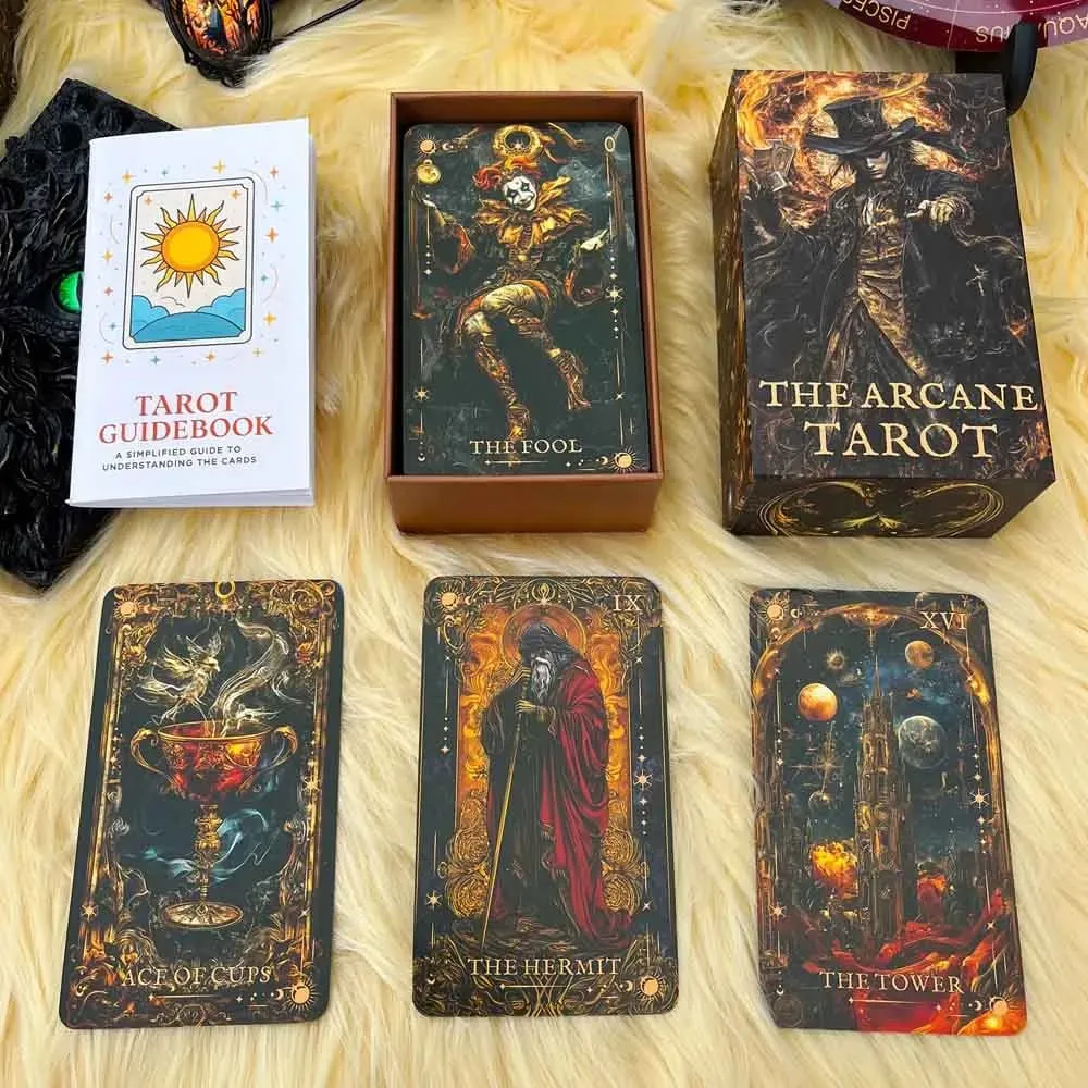 78Pcs Magic Arcana Tarot Deck 13x8cm Traditional Play Unlock Inner Fire Includes Paper Instructions Card Game Set