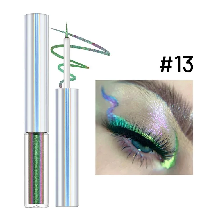 19 Colors Holographic Chameleon Liquid Eyeliner Metallic Glitter Color-Shifting Eye Liner Long Lasting Waterproof Eyes Makeup