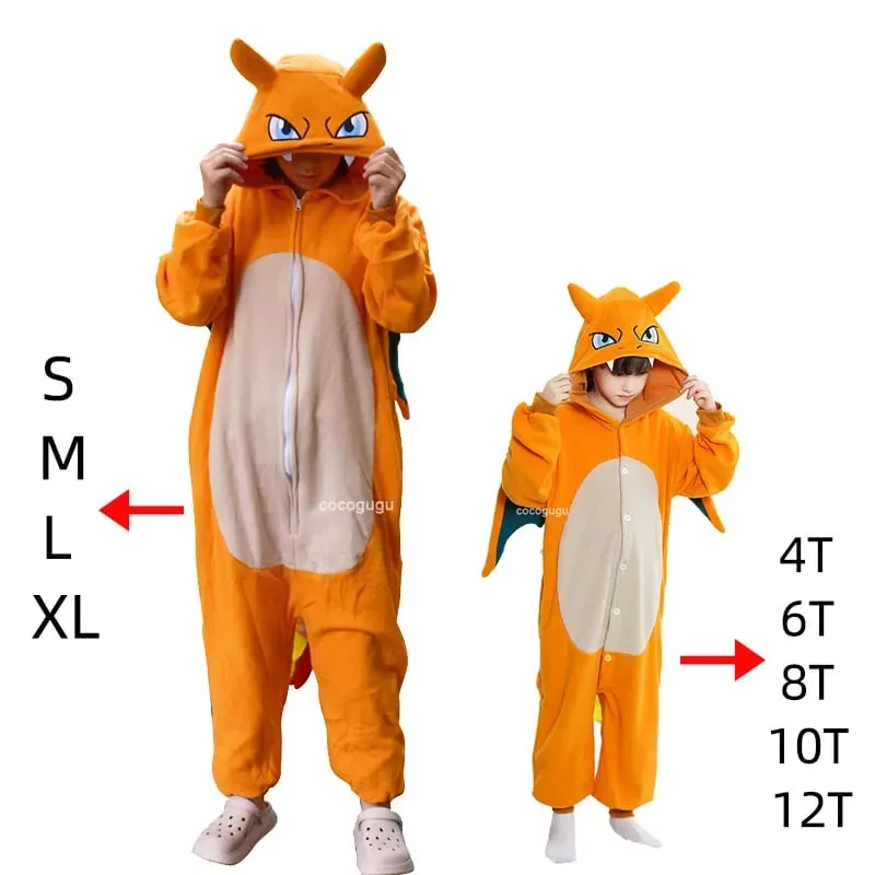 Costume Charizard Pokemon Onesie pour hommes, femmes, garçons et filles, tenue de Festival, pyjama d'hiver, combinaison de fête, Dragon Cosplay Kigurumis
