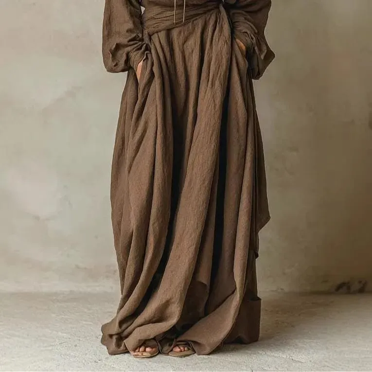 Women's Evening Dress Cotton Polyester Printed V Neck Dresses Loose Fit Belted Maxi Dress Wrap Waist Boho Style Long Dress