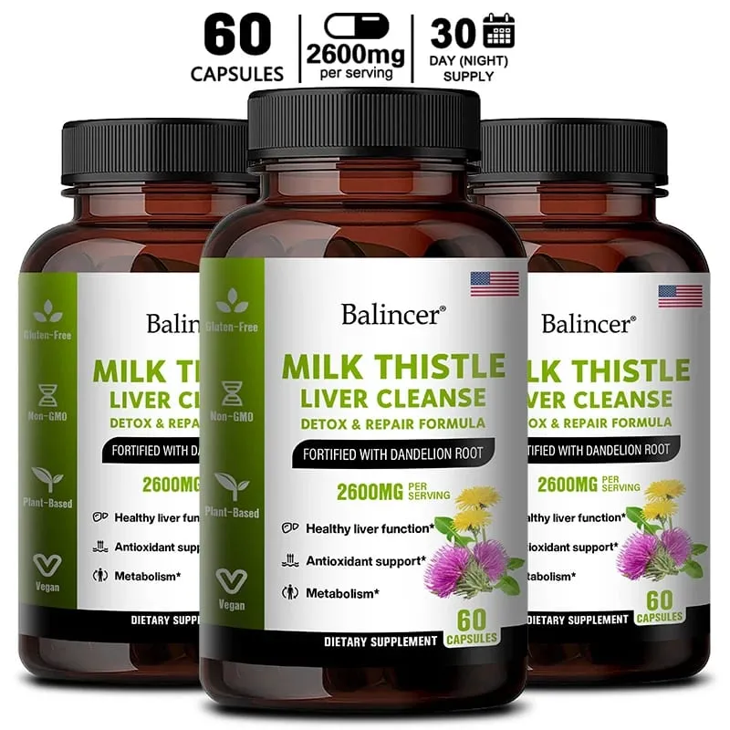 Milk Thistle with Dandelion Root-Antioxidant Liver & Kidney Health Support Supplement Vegan Non-GMO Gluten Free 120 Capsules