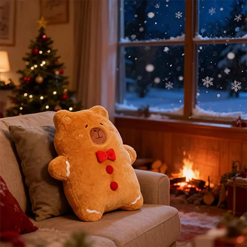 Christmas Pillow Capybara Gingerbread Soft Plush Toy Decoration Funny XMas Plushie High Quality Christmas Birthday Gift Decor