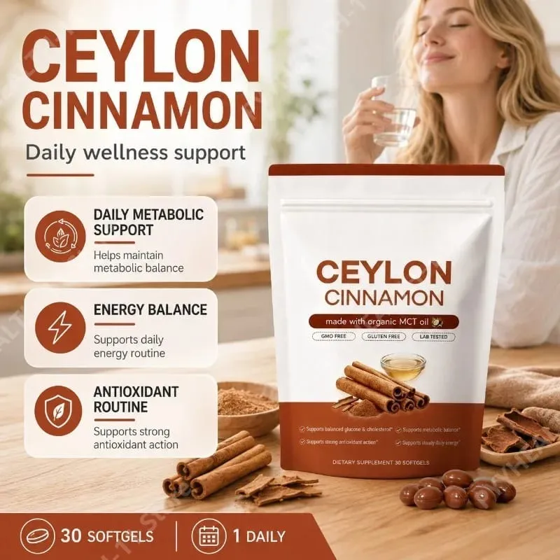 Ceylon Cinnamon Softgels with Organic MCT Oil Metabolic Balance & Antioxidant Support for Men and Women 30 Softgels