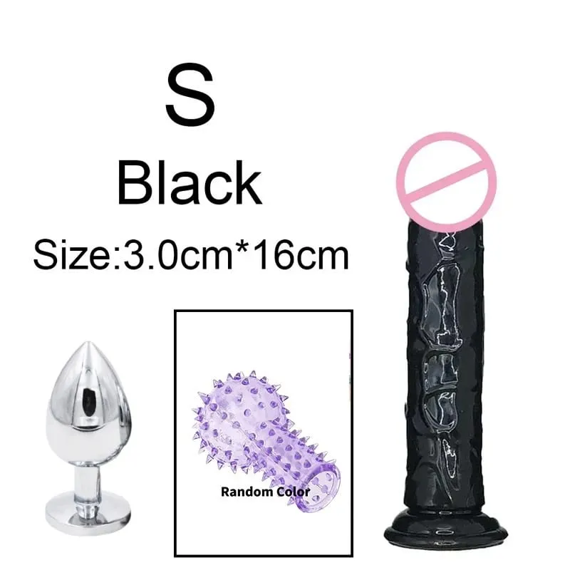 6 Sizes Realistic Dildos Adult Sex Toys For Man Women 18 Metal Anal Plug Clear Penis Butt Plug Anus Masturbation Stimulator Dick