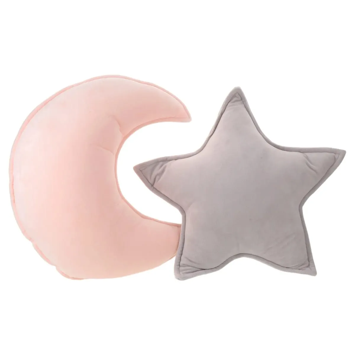 2Pcs Moon and Star Pillows Baby Room Cushions Soft Decorative Nursery Throw Pillow Crib Decoration Pillow for Bedroom Living