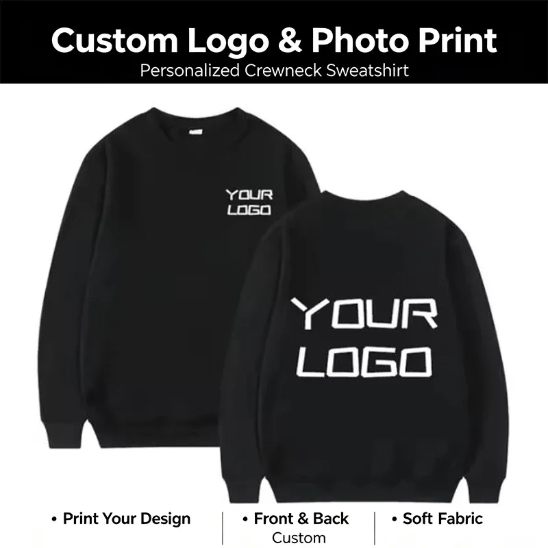 DIY Design Round Neck Hoodies Men Fashiong Customized Printed Loose Long Sleeve Pullover Women Casual Streetwear Sweatshirts
