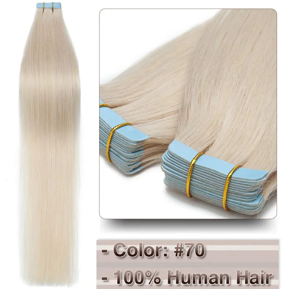 Double Stitched Tape in Human Hair Extensions Straight Invisible Seamless Skin Weft Tape In Hair Extensions For Women