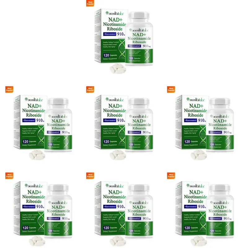 NAD+ Nicotinamide Riboside Capsules with Resveratrol & Quercetin for Cellular Health & NAD+ Levels Support Adults 120 Capsules