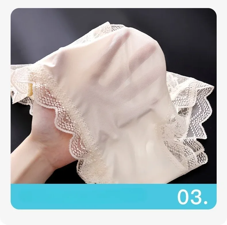 Thin Ice Silk Lace Men's Underwear Breathable Mid Waist Embroidery Comfortable Triangle Pants Traceless Hollow Out Male Briefs