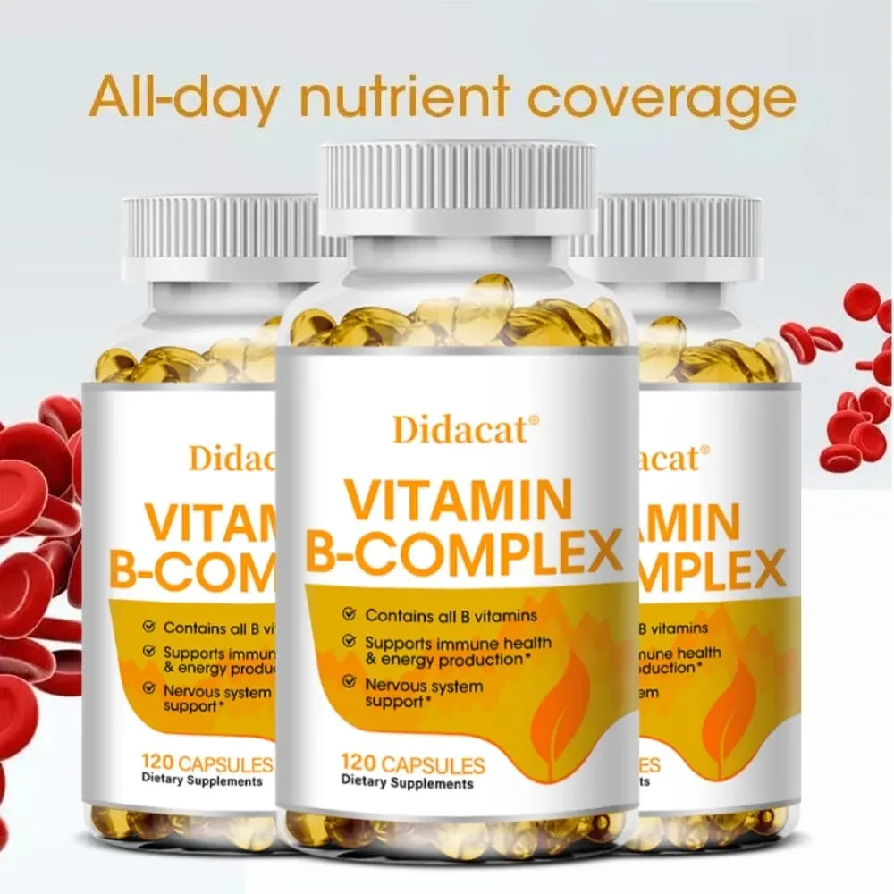 Vitamin B Complex - Contains All B Vitamins Supports Immune Health & Energy Production Nervous System Support