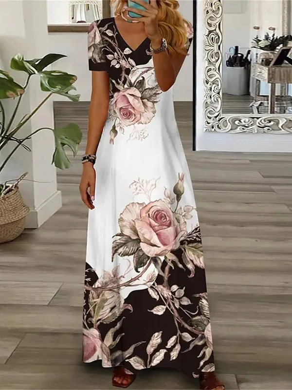 Women Loose Vintage Fashion Ruffles Befree Dress Large Big Lace Sexy Sexy Summer Boho Casual Evering Party Elegant Maxi Dresses