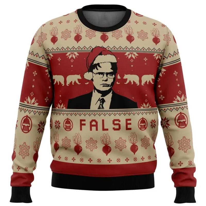 False The Office Ugly Merry Christmas Sweater 2025 New Fashion Men Oversized Hoodie Pullover Tops Winter Women Sweatshirt