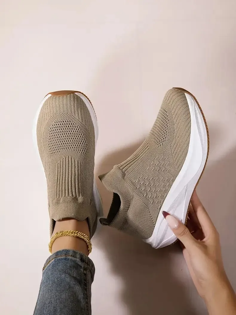 Unisex Slip on Sock Running Shoes Breathable Knit Mesh Sneakers Lightweight CushionThick SoleNonSlipWalking GymAthletic Footwear