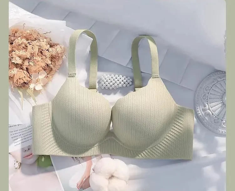 Luxury Thick Padded Wirefree Bra Set Women Seamless Solid Gathering Lingerie Comfort Push Up Support Designed for Smaller Bust