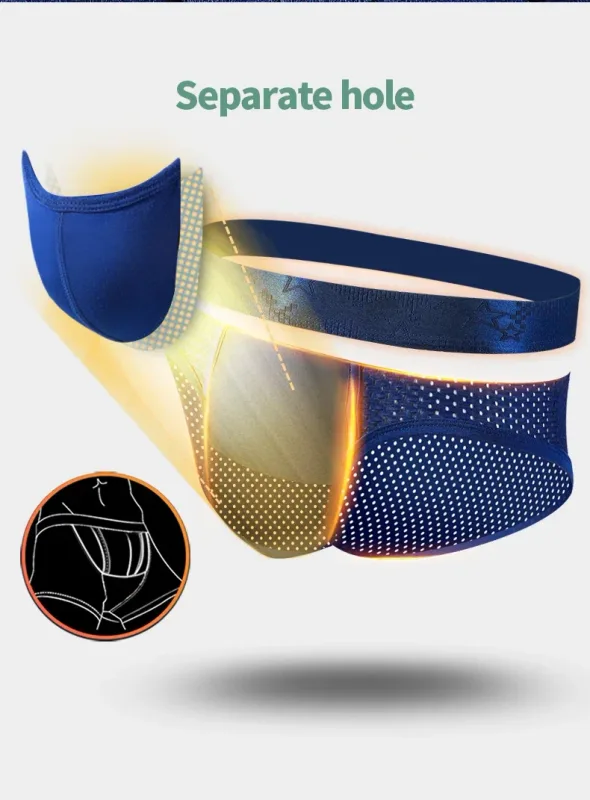 Bullet Separation Panties Men's Sexy U-Convex Briefs Vein Ice Silk Scrotal Rim Sperm Cord Shorts Varicose Heads