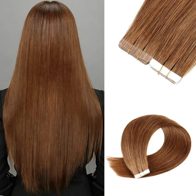 20Pcs Straight Tape ins Extensions Real Human Hair Double Side Tape in Hair Extensions Tape in Hair Extensions Remy Human Hair