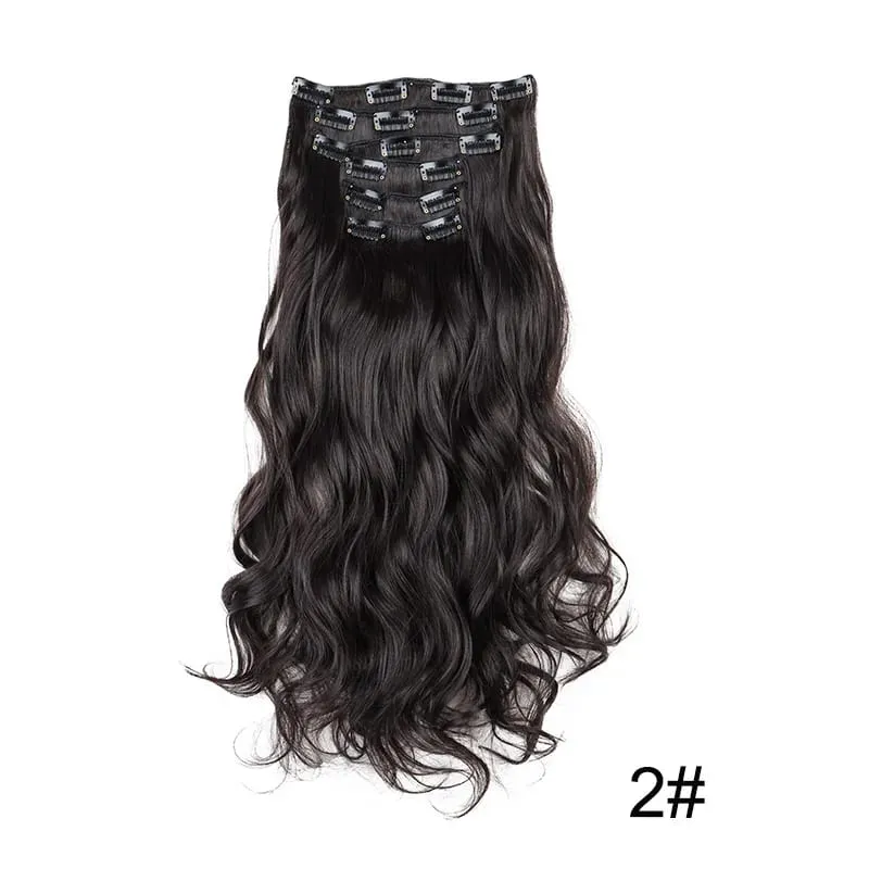 22Inch Synthetic 6pcs/set Long Curly Hair Extension Thick Soft Hairpiece for Short Hairline Coverage for Women Daily Use