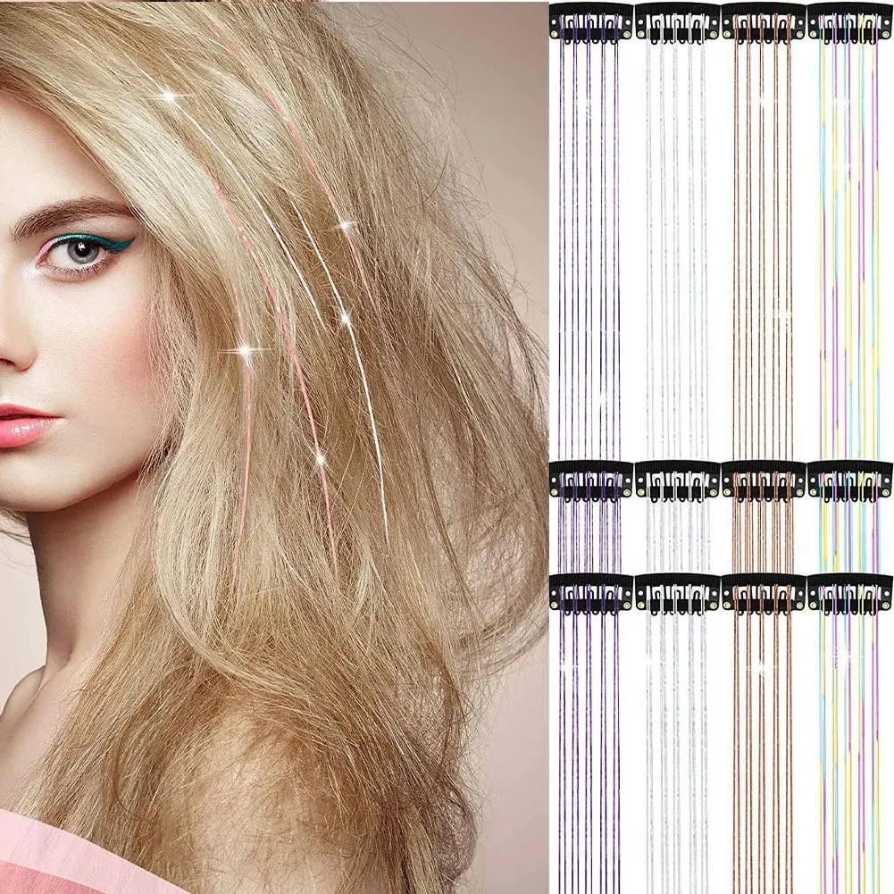 1/6Pcs Colorful Long Straight Hair Pieces Synthetic Clip-in Hair Extensions Synthetic High Temperature Fiber Wig for Daily Use